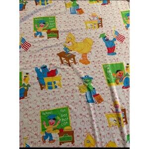 VINTAGE 80s/90s Sesame Street Twin Fitted Sheet | School Classroom Print | Grove